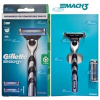 Dao cạo râu 3 lưỡi Gillette Mach3+ (1 tay cầm inox và 2 đầu cạo)