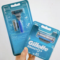 Dao cạo râu 3 lưỡi Gillette Mach3+ và hộp lưỡi dao cạo râu Gillette Mach3+ hộp 3 lưỡi