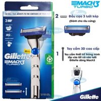 Dao cạo râu 3 lưỡi Gillette Mach 3 Turbo 3D (1 tay cầm và 2 đầu cạo)