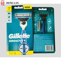 Dao cạo râu 3 lưỡi Gillette Mach3 clean shave, Mach3 Blue (1 tay cầm và 2 đầu cạo)