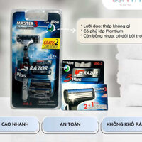 Dao cạo râu 3 lưỡi kép Razor chính hãng đệm tinh dầu lô hội [KÈM 3 ĐẦU LƯỠI THAY]