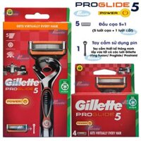 Dao cạo râu 5 lưỡi Gillette Proglide5 Power Red và hộp lưỡi thay thế (tay cầm xoay chiều sử dụng pin và đầu cạo 5+1)