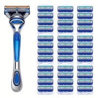 Dao Cạo Râu Năm Lớp Màu Xanh Dương Cổ Điển Có Thể Tái Sử Dụng Phù Hợp Cho fusion proglide 5