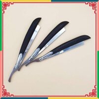 Dao Cạo Râu Tóc Mặt Tỉa Chân Mày Cán Gỗ Sơn Đen Cán Bọc Thép Chắc Chắn Đa Năng Tặng Kèm 10 Lưỡi Cạo Mới