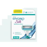 Dao cạo Schick Hydro Silk Sensitive Care 6 chiếc 5 lưỡi với tinh chất Lô Hội, Hoa Cúc, serum Hydra-Boost cho da nhạy cảm