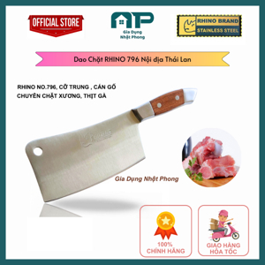 Dao chặt cán gỗ Rhino 796 Thái Lan