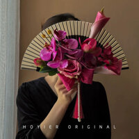 Đạo cụ cưới cầm tay, bóng chụp ảnh thực tế, váy cưới, ảnh cưới Trung Quốc, quạt tròn sáng tạo cho cô dâu