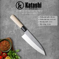 Dao Deba Thái Lọc - Chất liệu thép AUS-8 chống gỉ - Dao phi lê thịt cá , dao nhà bếp , vát 1 mặt bên, tay cầm gỗ