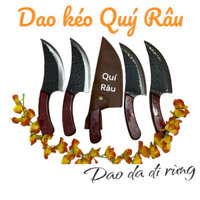 Dao đi rừng làm từ nhíp ô tô, gồm 1 dao hình chữ S, 1bao dao có chốt cài, nặng 300gram.