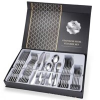 Dao dĩa ăn bít tết, Bộ dao dĩa ăn inox gồm 5 món 30 chi tiết dùng cho 6 người ăn làm quà tặng, quà tết mừng tân gia