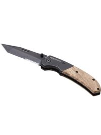 Dao gấp sinh tồn Amazon Basics Tactical Folding ( Mỹ ) với cán gỗ , có thể gấp gọn