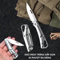 Dao mini Inox Trắng gấp gọn du lịch, cắm trại, dã ngoại, đi phượt đa năng