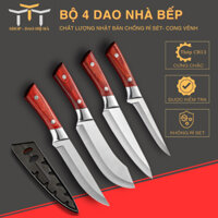 Dao nhà bếp, dao đi rừng, bộ 4 dao nhật bản - lưỡi thép chống han rỉ hay cong vênh