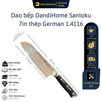 Dao nhà bếp thái đa năng DandiHome thép cao cấp - Dao thái thịt Santoku 7in - cán đen