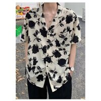 Dạo Phố Đẹp Trai Cổ Cuba Áo Sơ Mi Hoa Nam Tay Ngắn