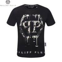 Dạo Phố PHILIPP PLEIN Pp Quần Áo Thường Ngày Nửa Tay Cotton Nguyên Chất Thoáng Khí Cổ Tròn Slim-fit Thoáng Khí Nóng Kim Cương Thời Trang Eur