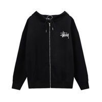 Dạo Phố Phong Cách Mới Top Cơ Bản logo Dây Kéo Có Mũ Trùm Đầu ST66 Unisex