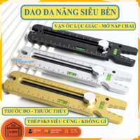 Dao Rọc Giấy Đa Năng 6 trong 1 Hợp Kim Thép siêu cứng – Tích Hợp Thước Thủy, Vặn Vít, Mở Nắp Chai, Thước Đo Tiện Lợi