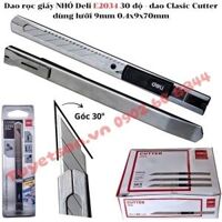 Dao rọc giấy NHỎ Deli E2034 30 độ - dao Clasic Cutter dùng lưỡi 9mm 0.4x9x70mm