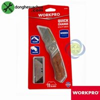 Dao rọc giấy Workpro WP211014 gấp gọn thân gỗ kèm 10 lưỡi