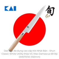 Dao thái đa dụng cao cấp KAI Nhật Bản - Shun Classic White Utility thép VG-Max Damascus 69 lớp DM0701W (150mm)