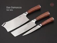 Dao thép Damascus iMat, lưỡi bằng thép không gỉ 9Cr18, cán gỗ cẩm lai tự nhiên