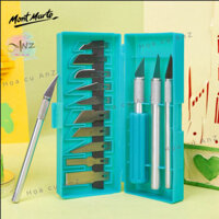 Dao tỉa chi tiết Mont Marte kèm 13 đầu lưỡi, Mont Marte Hobby Knife Set SK5 Blades 13pc