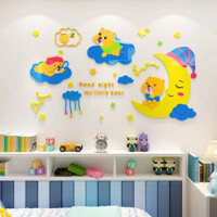 [Daorui] Chúc ngủ ngon cho bé Phim hoạt hình dễ thương Acrylic Ba chiều Dán tường Tự dính Mẫu giáo Phòng trẻ em Phòng ngủ Trang trí đầu giường