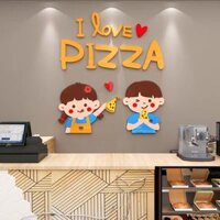 [Daorui] Cửa hàng Pizza Trang trí tường Nhà hàng phương Tây Snack Burger Shop Người thu ngân Trang trí cửa kính Nhãn dán tường lập thể Acrylic 3D sáng tạo