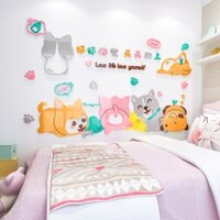 [Daorui] Phim Hoạt Hình Chó 3d Acrylic Ba Chiều Dán Tường Phòng Trẻ Em Trang Trí Tường Phòng Ngủ Đầu Giường Mẫu Giáo Trang Trí Phòng Ngủ Miếng Dán