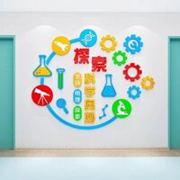 [Daorui] Phòng thí nghiệm hóa học vật lý Trường tiểu học Mô hình lớp Văn hóa Trang trí tường Công nghệ khoa học Bố trí cầu thang Nhãn dán tường Acrylic 3D