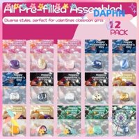 Daphs 12 Gói Thiệp Valentine và Pha Lê, Quà Tặng Trao Đổi Giải Thưởng Số Lượng Lớn Thẻ Ngày Lễ Tình Nhân, Đá Quý Prefilled Quà Tặng Ngày Lễ Tình Nhân Bé Trai Bé Gái