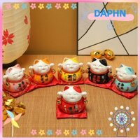 Daphs Đồ trang trí thủ công cho mèo, Thiết kế động vật 6 màu Gốm may mắn Cat, Gốm sáng tạo 3,5 inch Hộp đựng tiền cho mèo Trang trí máy tính để bàn