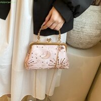 Dappergent Túi sườn xám phong cách Trung Quốc, Túi tiệc tối mặt trăng pháo hoa, Dây chuyền kim loại cổ điển Túi xách Sequin ngôi sao lấp lánh đám cưới