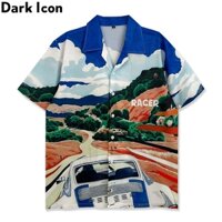 Dark Icon 3 Kỹ Thuật Số In Hình Full Hawaii Áo Sơ Mi Nam Cuba Cổ Áo Sơ Mi Nam Tay Ngắn