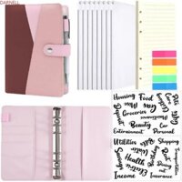 Darnell Dây Kéo Phong Bì Tiền Mặt, a6 Notebook Dán a6 Chất Kết Dính Ngân Sách, Tờ Ngân Sách Nối Màu Da PU Kinh Doanh a6 Da PU Máy Tính Xách Tay Chất Kết Dính Đồ Dùng Học Tập