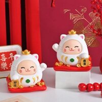 Darnell Lucky Beckoning Cat Piggy Bank, Tiết kiệm tiền Tiết kiệm tiền May mắn Beckoning Cat Money Jar, Di động bền bỉ Dễ thương Dung tích lớn Hộp đựng tiền xu mèo giàu có