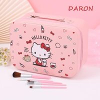 Daron Kuromi Túi Đựng Mỹ Phẩm Vali, Túi Trang Điểm Cầm Tay Kitty Gương Lấp Lánh, Hình Chữ Nhật Chống Thấm Nước Anime Dây Kéo Hoạt Hình PU Hộp Đựng Mỹ Phẩm Đi Biển