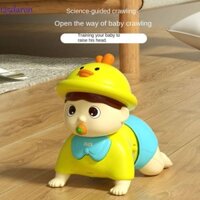 Daron1 Âm nhạc Đồ chơi trẻ em bò bằng điện, Học tập bò với âm thanh Búp bê bò học tập, Đội vịt chạy điện Đôi mắt To Hoạt hình Vịt đi bộ bằng điện ngộ nghĩnh Tập đi