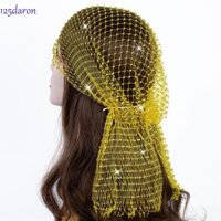 Daron1 Kim Cương Giả Bandana, Khăn Trùm Đầu Turban Bling Fishnet, Thanh Lịch Vintage Sang Trọng Lấp Lánh Lưới Đầu Khăn Mũ Unisex