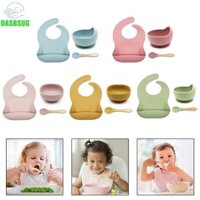 Dasbsug 3 Yếm Cho Bé + Đĩa Hút Bát Đĩa + Bộ Thìa Silicon Chống Thấm Nước Cấp Trẻ Sơ Sinh Trẻ Sơ Sinh Có Thể Điều Chỉnh Chảy Nước Chảy Nước