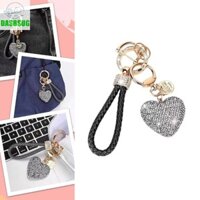 Dasbsug Móc khóa trái tim đất sét Polymer thủ công Kim cương đầy đủ Quyến rũ lấp lánh cho túi xách