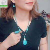 Dasbsug Ngọc Vòng Cổ Bông Tai Ngọc Trai Nhẫn Handmade Vintage Vòng Cổ Gothic Boho Đồ Trang Sức Quà Tặng Hoàn Hảo Cho Gi