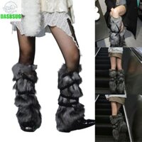 Dasbsug Nữ Punk Giày Bao Vintage Ren Lên Băng Lông Sang Trọng Giữ Ấm Chân Tất Dài