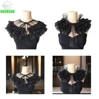 Dasbsug Tinh Tế Người Phụ Nữ Ren Viền Cổ Giả Nhiều Lớp Ren Giả Có Thể Tháo Rời Cổ Áo Len Ngọt Khăn Choàng Giả