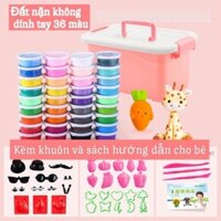 Đất nặn 36 màu kèm khuân và sách hưỡng dẫn, đất nặn chất liệu tự nhiên an toàn cho bé