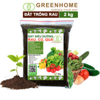 Đất trồng rau Organic, bao 2kg,10kg , đầy đủ dinh dưỡng không cần bổ sung thêm phân bón Greenhome - 2KG ĐẤT RAU ORGANIC