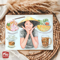 (Đặt trước 5-7 ngày) Thiết kế vẽ tay thiệp handmade theo yêu cầu size 15*21cm