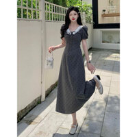 [ĐẶT TRƯỚC CÓ BIGSIZE] Đầm Dáng Dài Chấm Bi Xám Tiểu Thư Nhẹ Nhàng, Váy Dáng Dài Mùa Hè Đi Biển