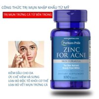 [Date 02/2026] Viên uống bổ sung kẽm giảm mụn Zinc For Acne Puritan's Pride 100v